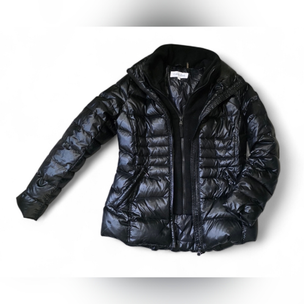 Calvin Klein Duck Down Black Puffer Jacket Winter Coat Size Small